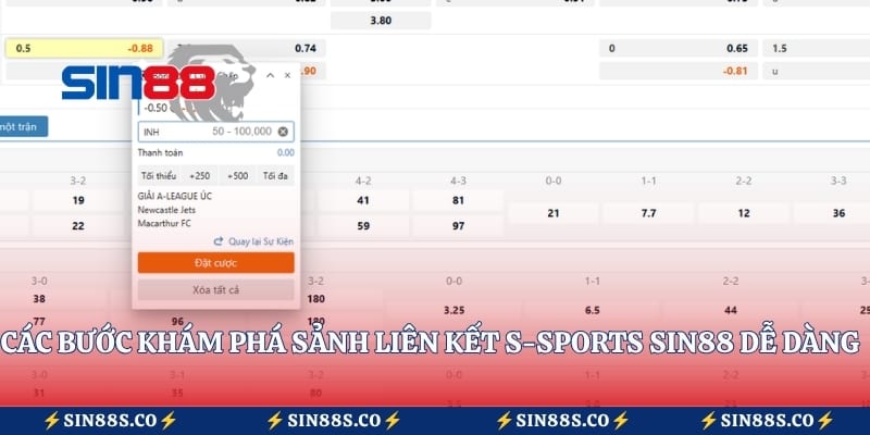 Các bước khám phá sảnh liên kết S-Sports Sin88 dễ dàng