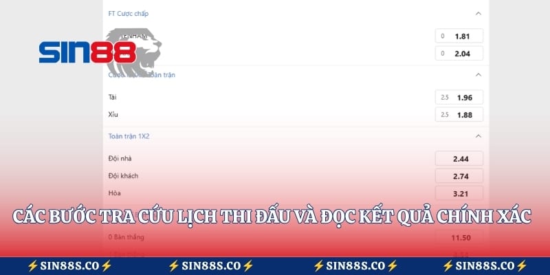 Các bước tra cứu lịch thi đấu và đọc kết quả chính xác