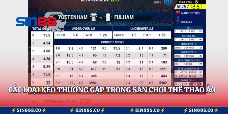 Các loại kèo thường gặp trong sân chơi thể thao ảo Sin88