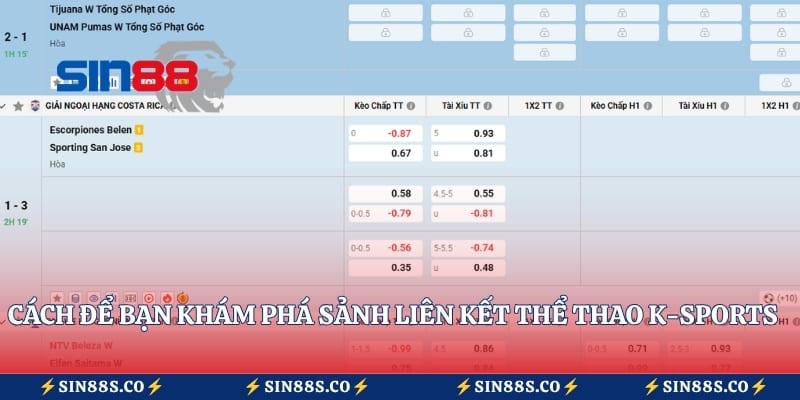 Cách để bạn khám phá sảnh liên kết thể thao K-Sports Sin88