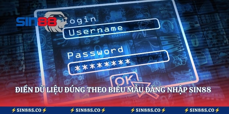 Điền dữ liệu đúng theo biểu mẫu đăng nhập Sin88