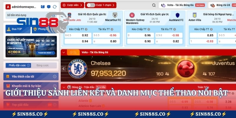 Giới thiệu sảnh liên kết và danh mục thể thao nổi bật