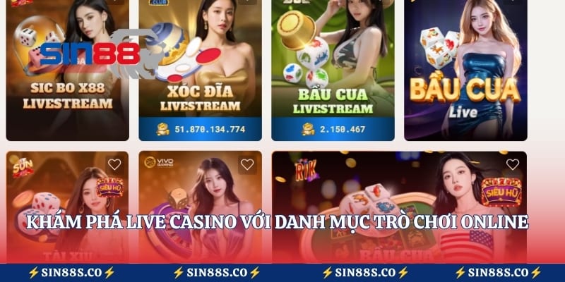 Khám phá live casino với danh mục trò chơi online phong phú