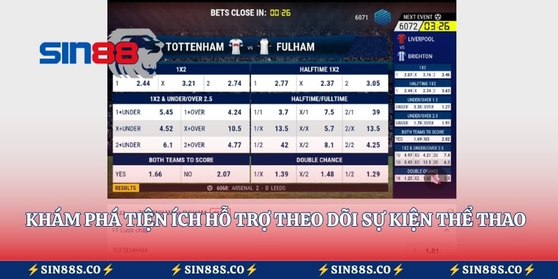 Khám phá tiện ích hỗ trợ theo dõi sự kiện thể thao mô phỏng
